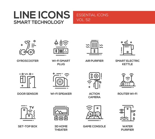 Smart Technology- line design icons set