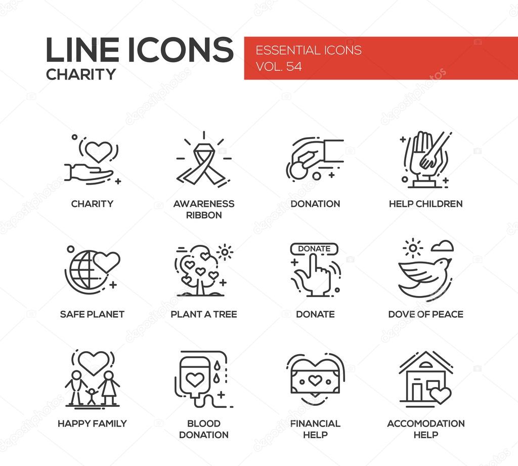 Charity Line Design Icons Set Stock Vector Image By C Boyko Pictures 124
