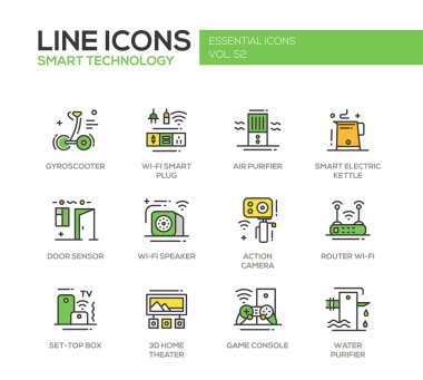 Akıllı teknoloji-line tasarım Icons set