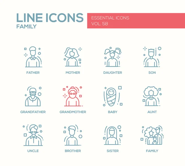 Família - conjunto de ícones de design de linha —  Vetores de Stock