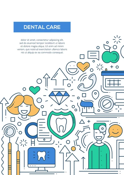 Zubní péče - line design brožura plakát šablona A4 — Stockový vektor