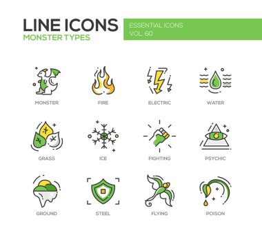 Canavarlar Sypes - satırı tasarım Icons set