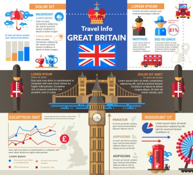 Büyük Britanya seyahat bilgileri - poster, broşür kapak şablonu