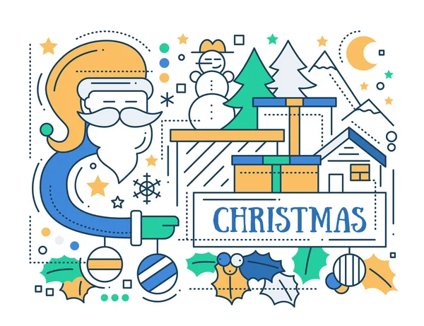 Merry Christmas - line design card — Stock Vector