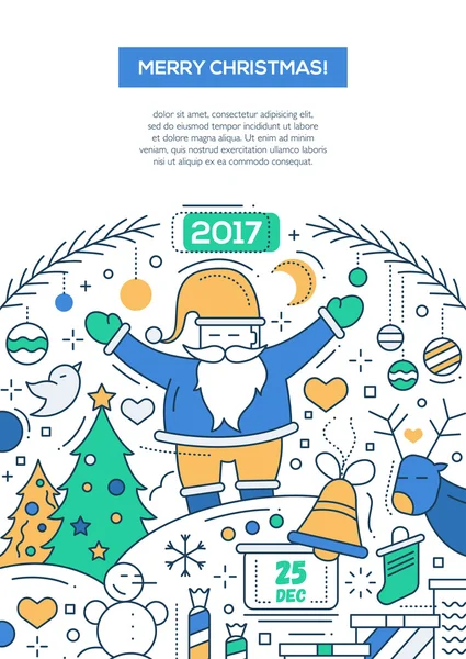 Frohe Weihnachten - Linie Design Broschüre Plakatvorlage a4 — Stockvektor