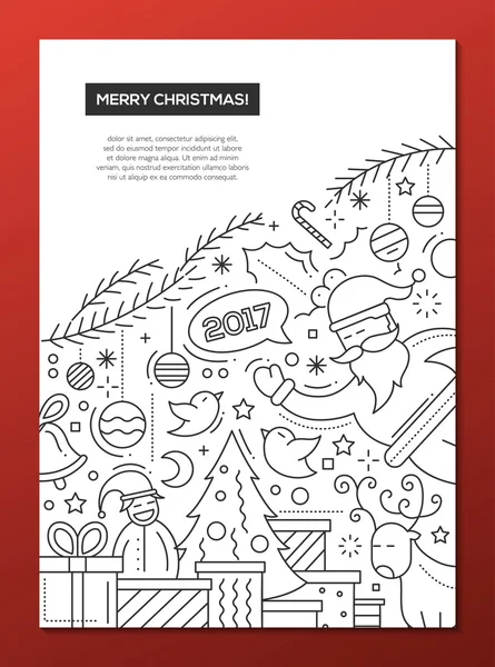 Frohe Weihnachten - Linie Design Broschüre Plakatvorlage a4 — Stockvektor