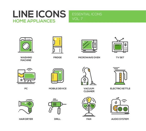 Home Appliances - ikon desain baris yang ditata - Stok Vektor