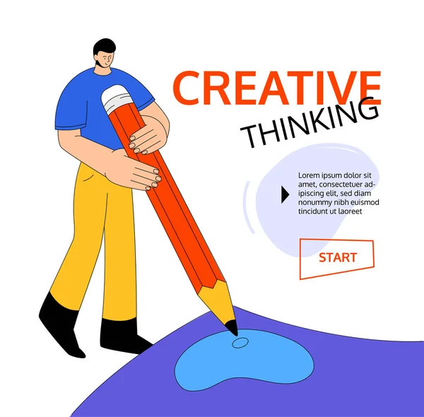 Pensamiento creativo - moderno diseño plano colorido estilo web banner — Archivo Imágenes Vectoriales