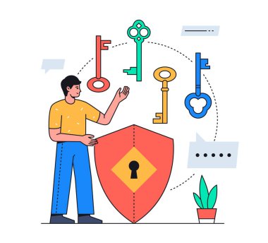 Parola koruması - modern düz tasarım çizimi