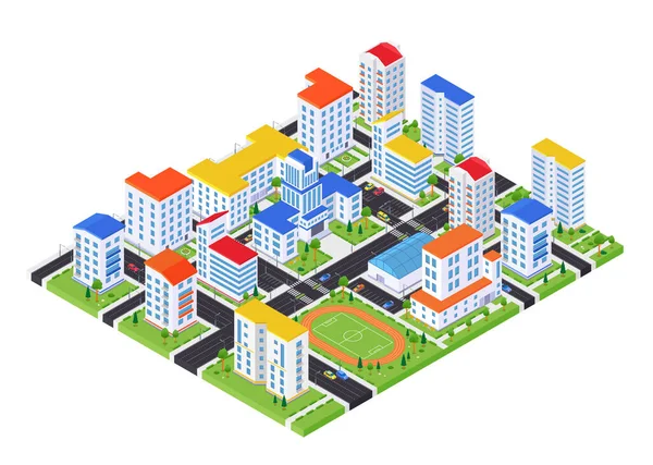 Urban landscape - modern vector colorful isometric illustration — Stock Vector