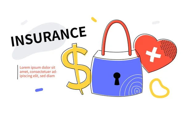 Insurance - modern colorful flat design style web banner — Stock Vector