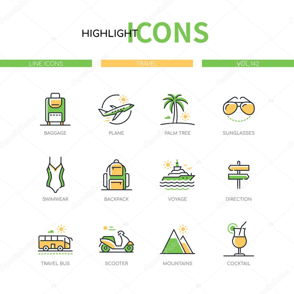 Travel - modern line design style icons set