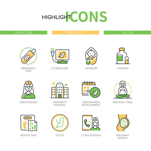 Schwangerschaft - moderne Linie Design Stil Icons Set — Stockvektor