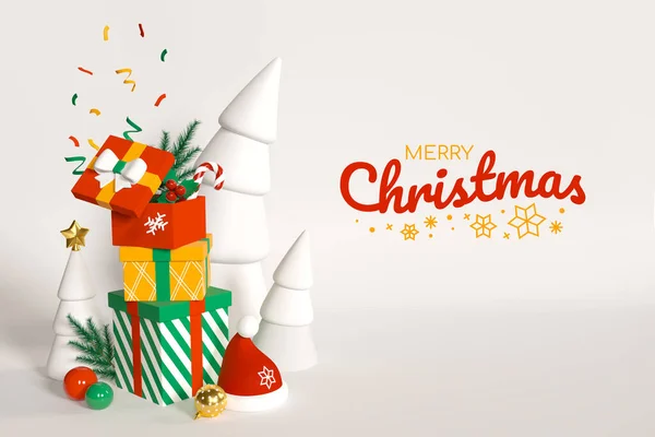 Buon Natale - moderno banner 3D colorato — Foto Stock