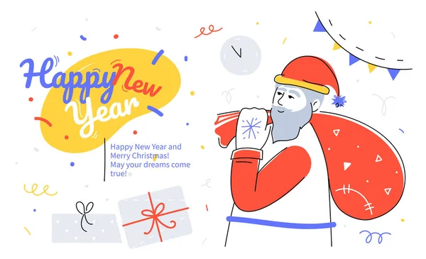 สุขสันต์วันปีใหม่ แบนเนอร์เว็บสไตล์การออกแบบแบนเนอร์ — ภาพเวกเตอร์สต็อก