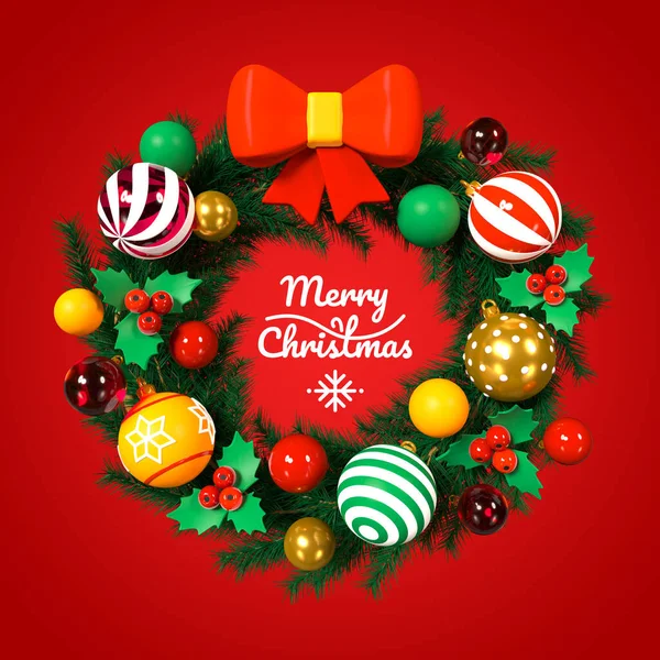 Merry Christmas and Happy New Year - modern colorful 3d banner — Stock Photo, Image