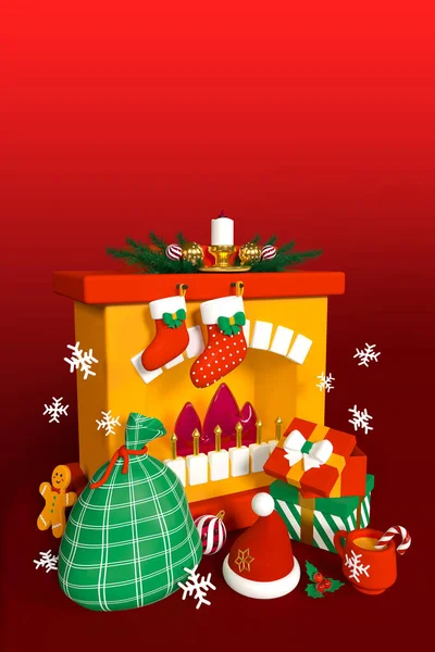 圣诞快乐和新年快乐-色彩绚丽的3D插图 — 图库照片