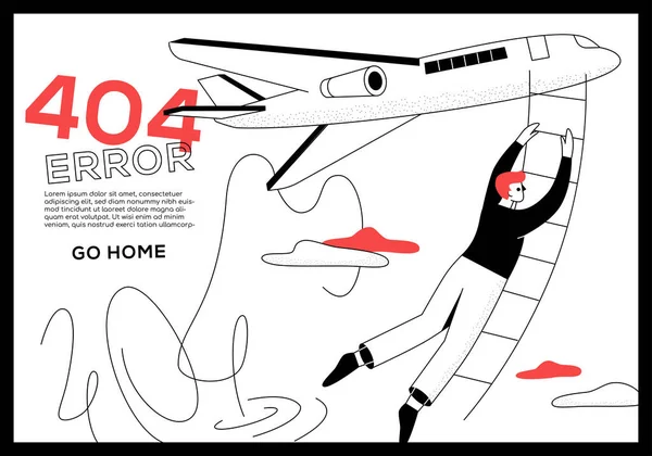 404 hata sayfası - düz tasarım biçimi web pankartı — Stok Vektör