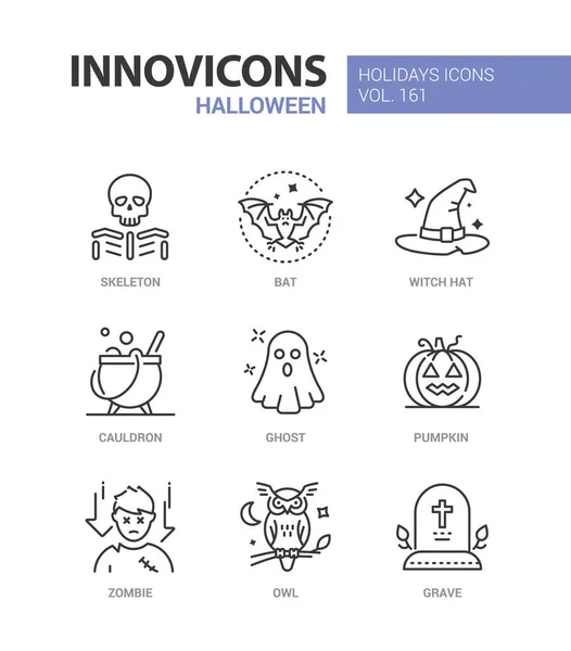 Halloween symboly - sada ikon moderního designu — Stockový vektor