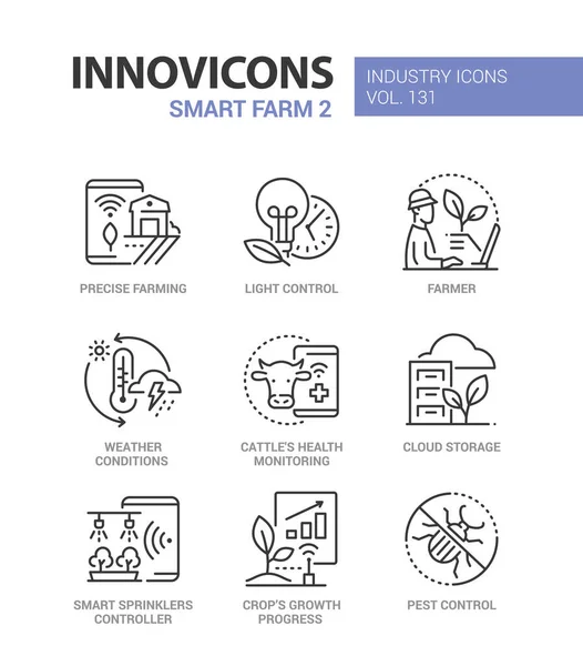 Granja inteligente - iconos de diseño de línea colorido moderno — Vector de stock