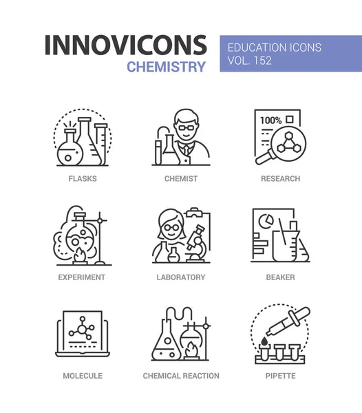 Química - conjunto de ícones de estilo de design de linha moderna —  Vetores de Stock