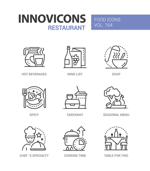 Ресторан - современный дизайн линии иконок — стоковый вектор