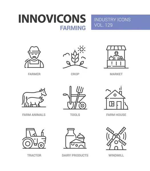 Landwirtschaft - moderne farbenfrohe Liniendesign-Stilikonen — Stockvektor