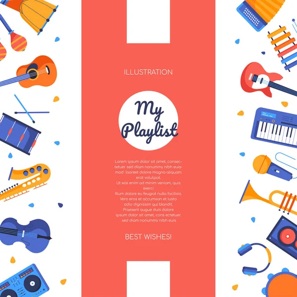 Ma playlist - bannière colorée de style design plat — Image vectorielle