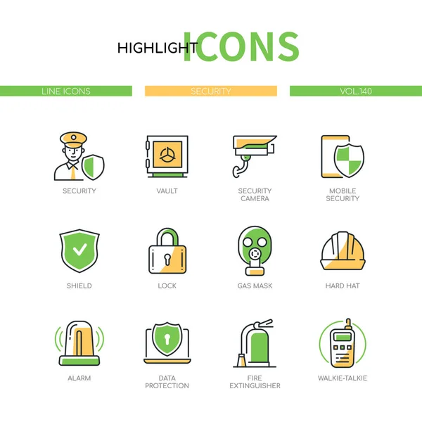 Seguridad - conjunto de iconos de diseño de línea moderna — Archivo Imágenes Vectoriales