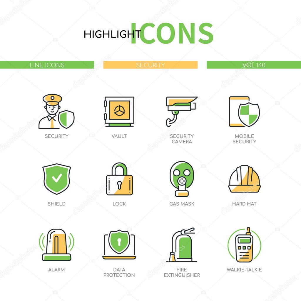 Security - modern line design style icons set