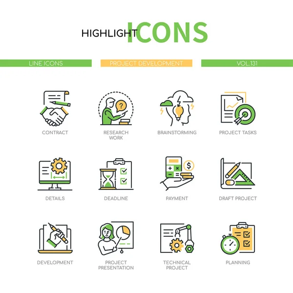 Projektentwicklung - moderne Liniendesign-Stil-Symbole gesetzt — Stockvektor