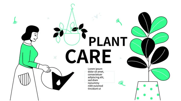 植物护理-平面设计风格网页横幅 — 图库矢量图片