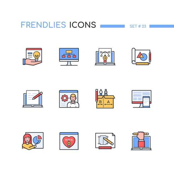 Κατασκευή ιστοσελίδων - modern line style icons set — Διανυσματικό Αρχείο