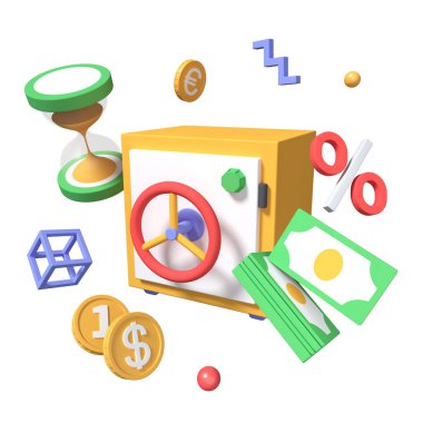 Banka mevduatı - modern renkli gerçekçi 3D illüstrasyon