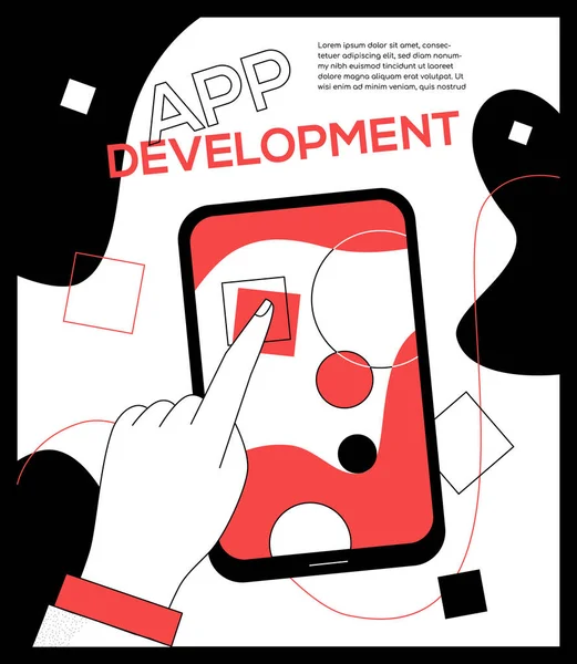 Mobile app development - flat design style web banner — Stock Vector