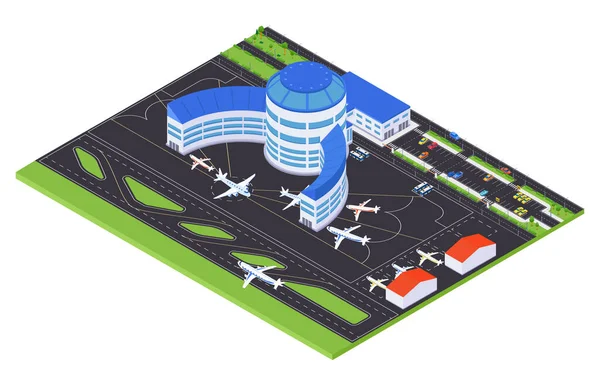 Flygplatsinfrastruktur - modern vektor färgstark isometrisk illustration — Stock vektor