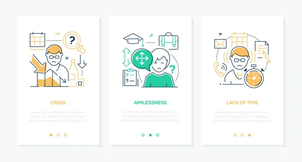 Problemas psicológicos humanos línea diseño estilo web banners — Vector de stock