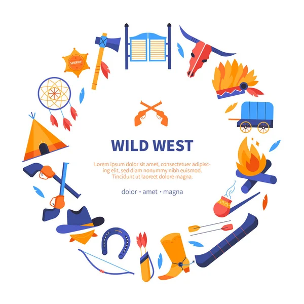 Wild west - vector flat design style banner — Stock Vector