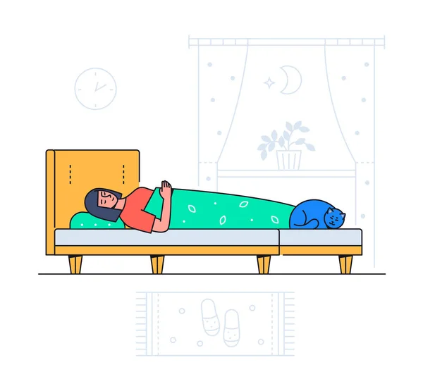 Meisje slapen - kleurrijke platte ontwerp stijl illustratie — Stockvector