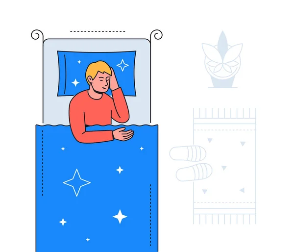 Garçon dormir - illustration colorée de style design plat — Image vectorielle