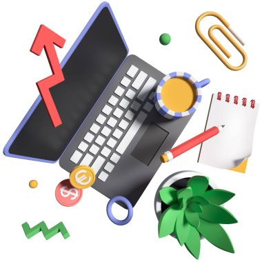 Ofis hayatı - modern renkli gerçekçi 3D illüstrasyon