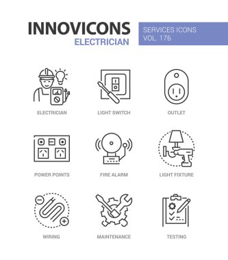 Elektrik hizmetleri - satır tasarım simgeleri ayarlandı
