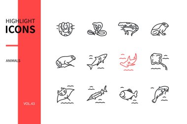 Animals collection - line design style icons set clipart
