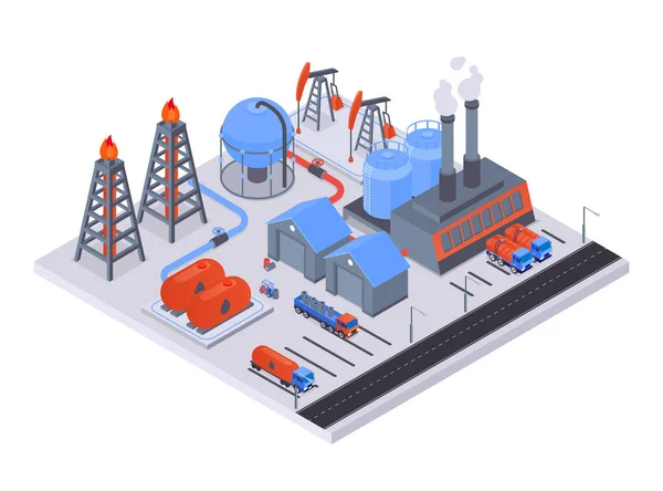 Industrie pétrolière - illustration isométrique colorée vectorielle moderne — Image vectorielle