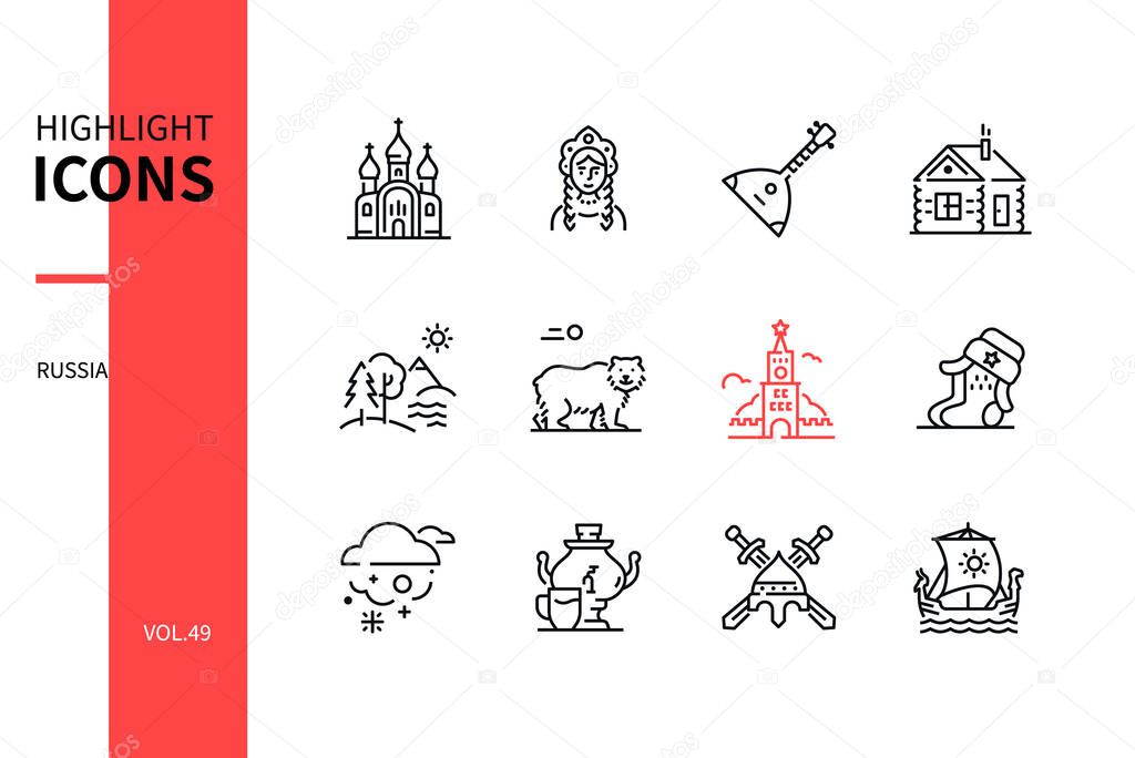 Russia - modern line design style icons set