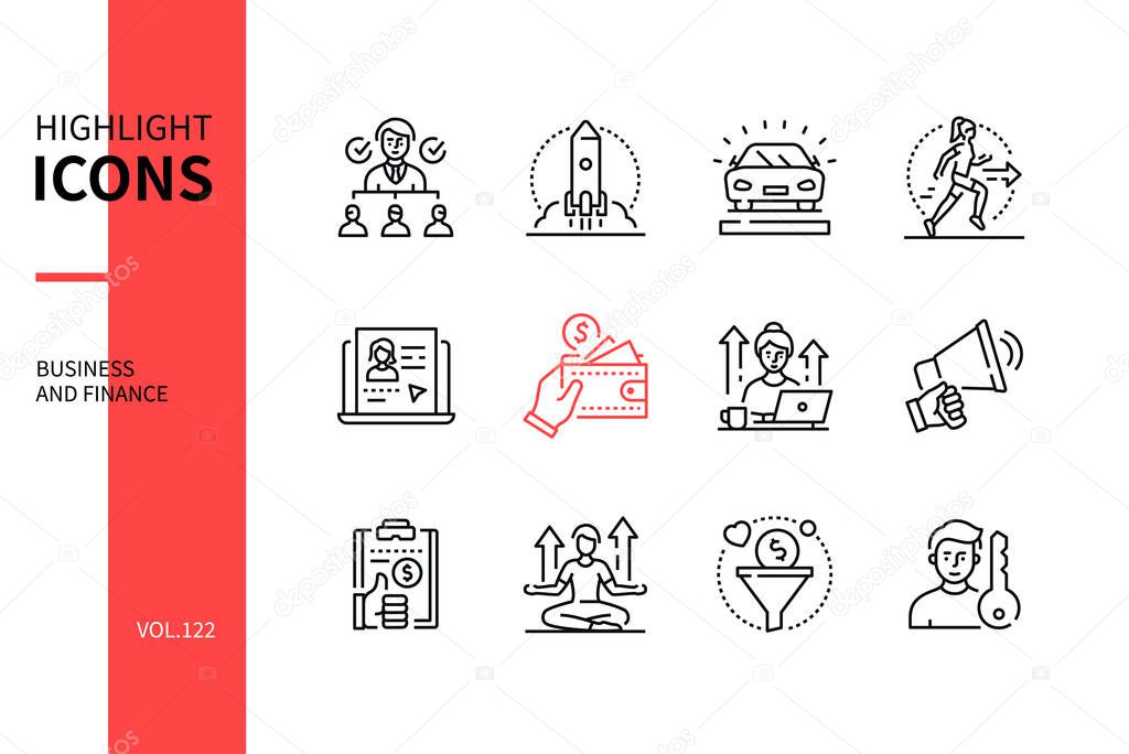 Business and finance - line design style icons set