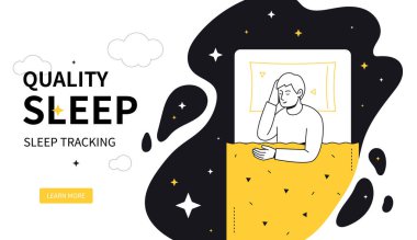 Kaliteli uyku - düz tasarım web pankartı