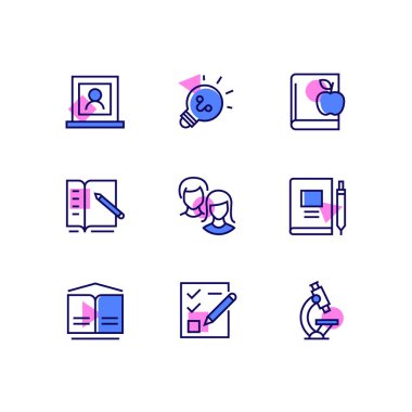 Eğitim - modern çizgi tasarım simgeleri belirlendi