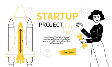 Başlangıç projesi - modern satır tasarım biçimi web pankartı