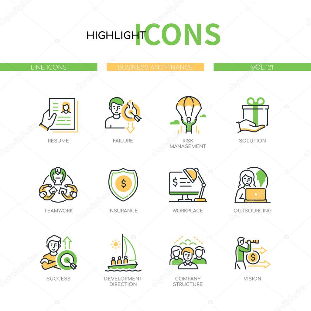 Business and finance - line design style icons set